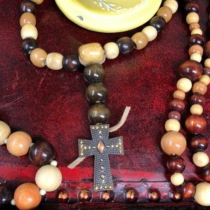 3 Wooden bead necklaces